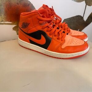 Air Jordan 1 Mid SE Crimson Orange/Black Basketball Shoes DM3381-600 Women 10